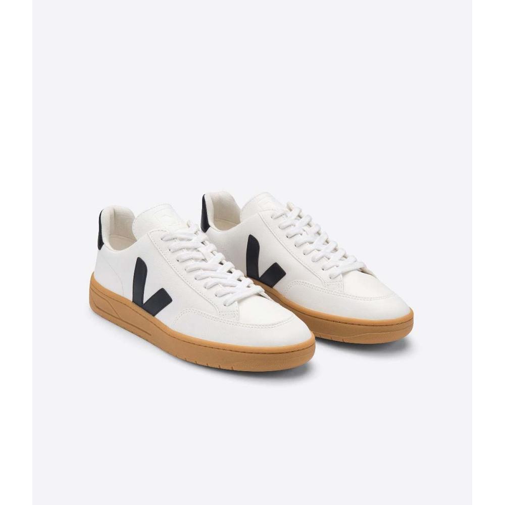 Veja V-12 LEATHER Sneakers Dames White/Black | NL 667CTV